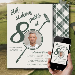 80ste Verjaardagsfeest Foto Moderne Golf Putter Gr Kaart