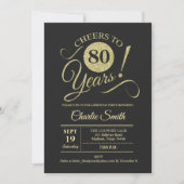 80ste verjaardagsfeestje - Chalkboard Gold Kaart (Voorkant)