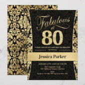 80ste verjaardagsfeestje - Goud Zwart Kaart (Voorkant / Achterkant)