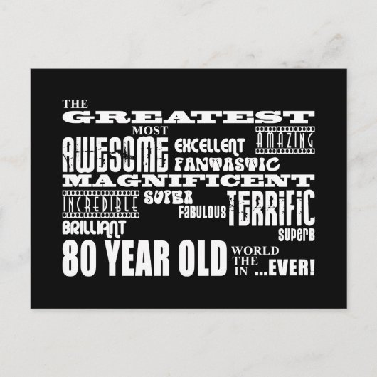 80ste verjaardagsfeestje grootste tachtig jaar oud uitnodiging briefkaart (Voorkant)