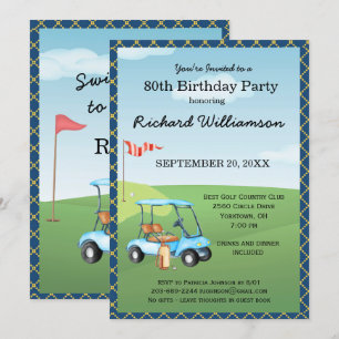 80ste verjaardagsfeestje Heren Golf Thema Feestje Kaart