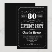 80ste verjaardagsfeestje - Zwart Wit Kaart (Voorkant / Achterkant)