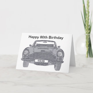 80ste verjaardagskaart voor Britse klassieke autol Kaart