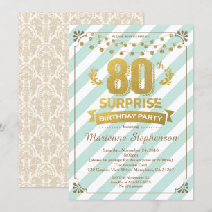 80ste verrassingsverjaardagsuitnodiging voor vrouw kaart