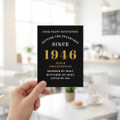 80th Birthday 1946 Black Gold Invitation