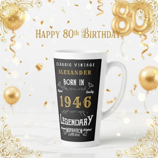 80th Birthday 1946 Legendary Retro Latte Mok