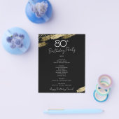 80th Birthday Black and Gold Party Menu Flyer (Enkel)