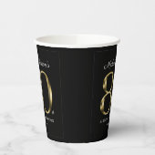 80th Birthday Black Gold Typografie Elegant Papieren Bekers (Links)