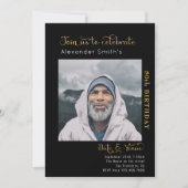 80th Birthday Black Invitation Kaart (Voorkant)