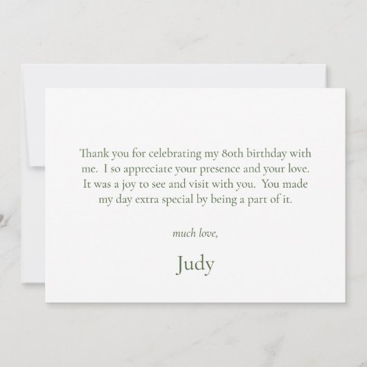 80th Birthday Blue Hydrangeas Bedankkaart (Achterkant)