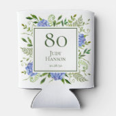 80th Birthday Blue Hydrangeas Blikjeskoeler (Achterkant)