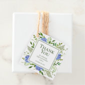 80th Birthday Blue Hydrangeas Dank u Bedankjes Labels (In situ)