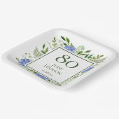 80th Birthday Blue Hydrangeas Papieren Bordje (Gebogen)