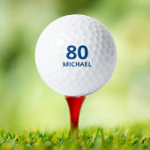 80th Birthday Blue Script Persoonlijke naam Golfballen