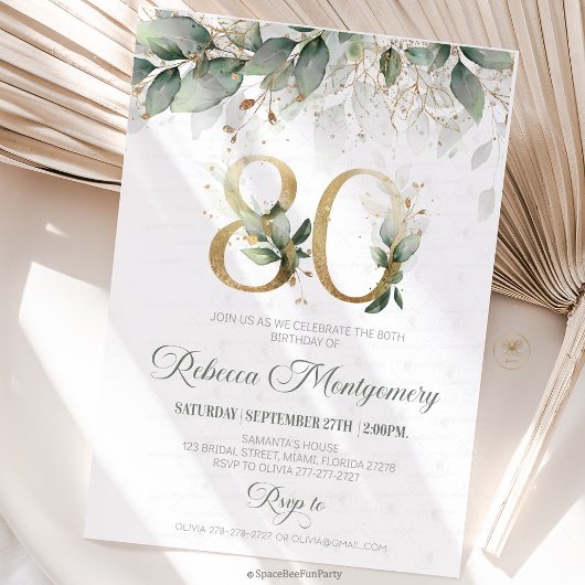 80th birthday Elegant Milestone invitation