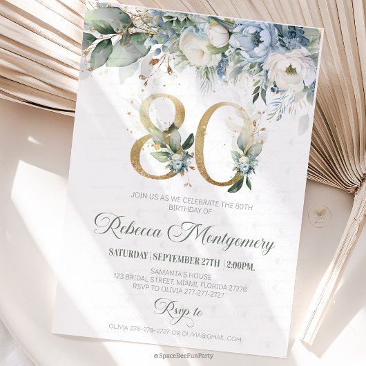 80th birthday Elegant Milestone invitation