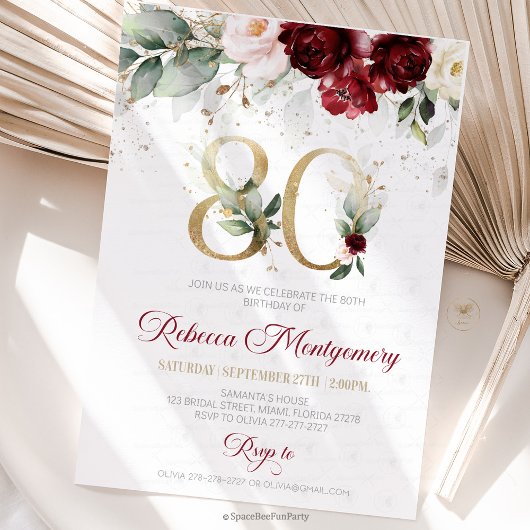 80th birthday Elegant Milestone invitation