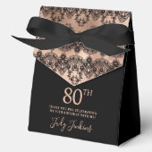 80th Birthday Elegant Rose Gold Lace Bedankdoosjes (Voorkant)