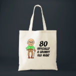 80th Birthday Grumpy Old Man Tote Bag<br><div class="desc">80th Birthday Officially A Grumpy Old Man funny design featuring a cartoon,  old man. Great for someone turning eighty. A funny,  gag gift for an eightieth birthday.</div>