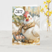 80th Birthday Hen With Eggs in Carton Kaart (Gele Bloem)