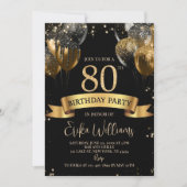 80th Birthday Invitation Template: Black Gold Ball (Devant)