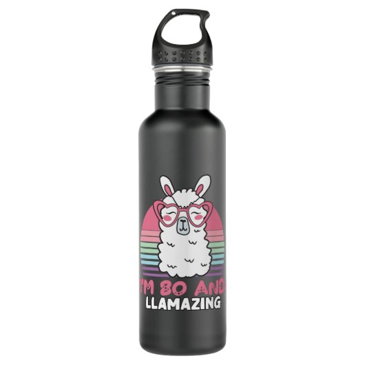 80th Birthday Llamazing Llama 80 Year Old Birthday Waterfles (Voorkant)