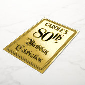 80th Birthday Party — Elegant Script + aangepaste Folie Uitnodiging (Gedraaid)