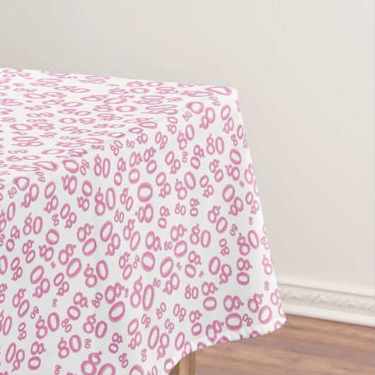 80th Birthday Party Number Pattern Pink and White Tafelkleed (Voorbeeld)