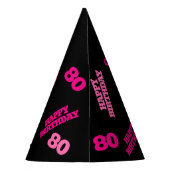 80th birthday personalized photo pink black feesthoedjes (Achterkant)