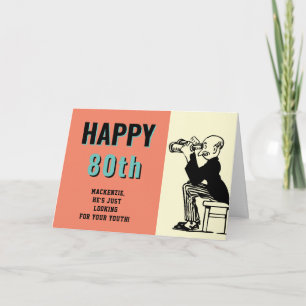 80th Birthday Personalized Retro Funny Cartoon Kaart