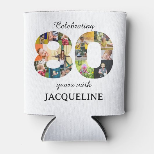 80th Birthday Photo Template-uitnodiging Blikjeskoeler (Voorkant)