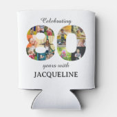 80th Birthday Photo Template-uitnodiging Blikjeskoeler (Achterkant)