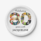 80th Birthday Photo Template-uitnodiging Papieren Bordje (Voorkant)