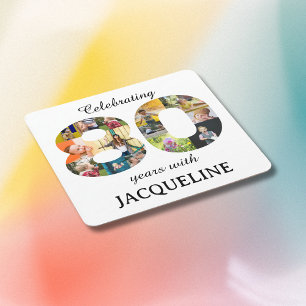 80th Birthday Photo Template-uitnodiging Vierkante Kartonnen Onderzetter