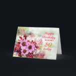 80th Birthday Pink Flowers Ajouter une carte de no<br><div class="desc">Ajoutez un nom pour personnaliser une belle carte. Une magnifique carte de 80ème anniversaire. Fleurs d'hellebore roses,  également appelées rose de noël,  dressées contre un arrière - plan de feuilles rouges de l'arbuste cotinus.</div>