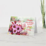 80th Birthday Pink Flowers Ajouter une carte de no<br><div class="desc">Ajoutez un nom pour personnaliser une belle carte. Une magnifique carte de 80ème anniversaire. Fleurs d'hellebore roses,  également appelées rose de noël,  dressées contre un arrière - plan de feuilles rouges de l'arbuste cotinus.</div>