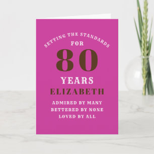 80th Birthday Standards Vibrant Pink Add Jouw naam Kaart