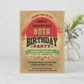 80th Birthday  Typography Grunge Kaart (Staand voorkant)