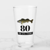80th Birthday Walleye Vist Mannen Glas (Voorkant)