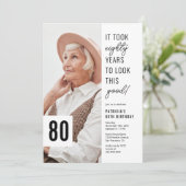 80th Chic Photo 80th Birthday Party Invitation (Debout devant)