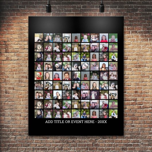 81 Square Photo Collage Grid - aangepaste tekst - Poster
