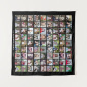 81 Square Photo Collage Grid met tekst - zwart Wandkleed (Voorkant (horizontaal))