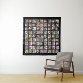 81 Square Photo Collage Grid met tekst - zwart Wandkleed (In Situ (horizontaal))