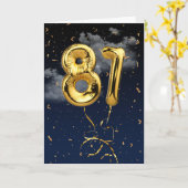 81e Anniversaire Gold Mylar Balloon et carte Confe (Fleur jaune)