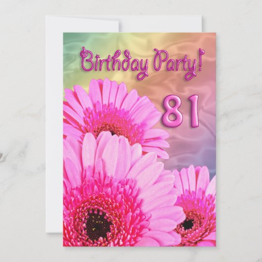 81e anniversaire invitation à la fête avec fleurs  (Devant)