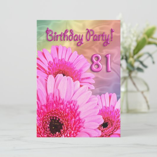 81e anniversaire invitation à la fête avec fleurs  (Debout devant)