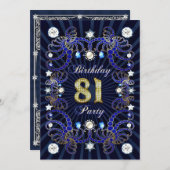 81e anniversaire invitation de fête avec des masse (Devant / Derrière)