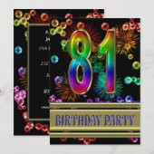 81e fête d'anniversaire Invitation avec bulles (Devant / Derrière)