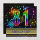81e fête d'anniversaire Invitation avec bulles (Devant / Derrière)