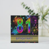 81e fête d'anniversaire Invitation avec bulles (Debout devant)